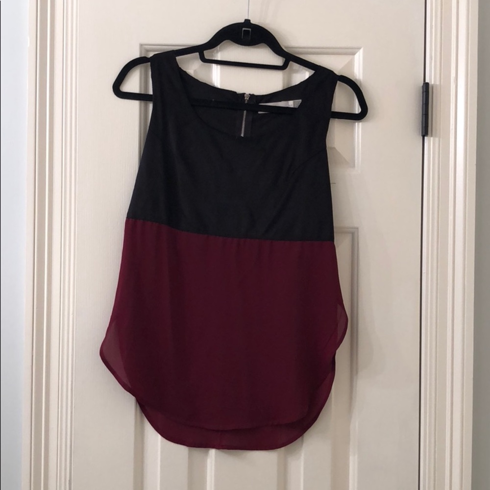 Maroon and black tank